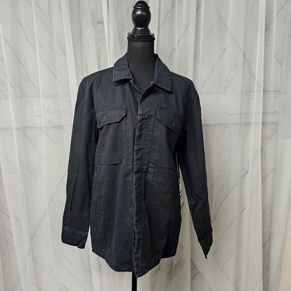 NWT Billabong Stealth Hudson Dark Gray Unisex Button Canvas Utility Jacket M - Picture 1 of 16